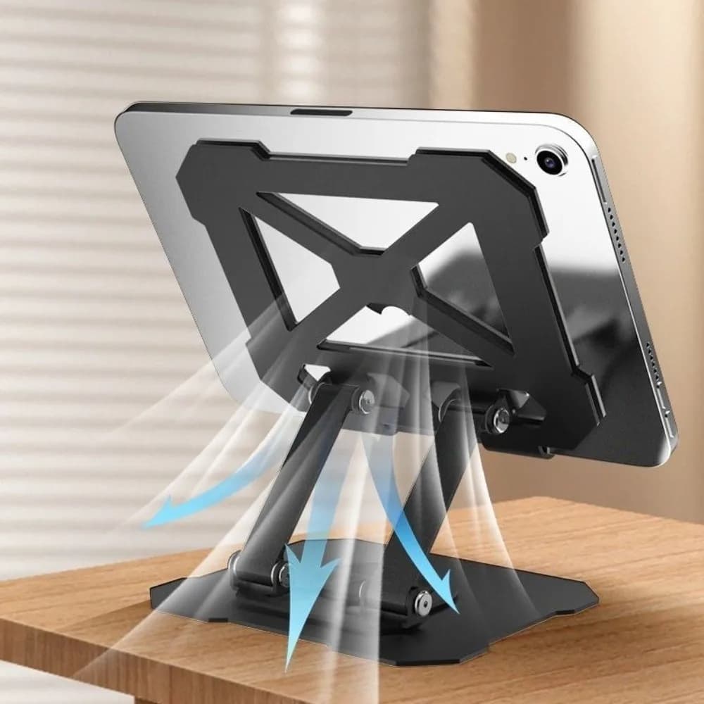 Supporto regolabile per tablet, supporto da tavolo con rotazione a 360 gradi, base antiscivolo multiangolo, supporto per cellulare da ufficio