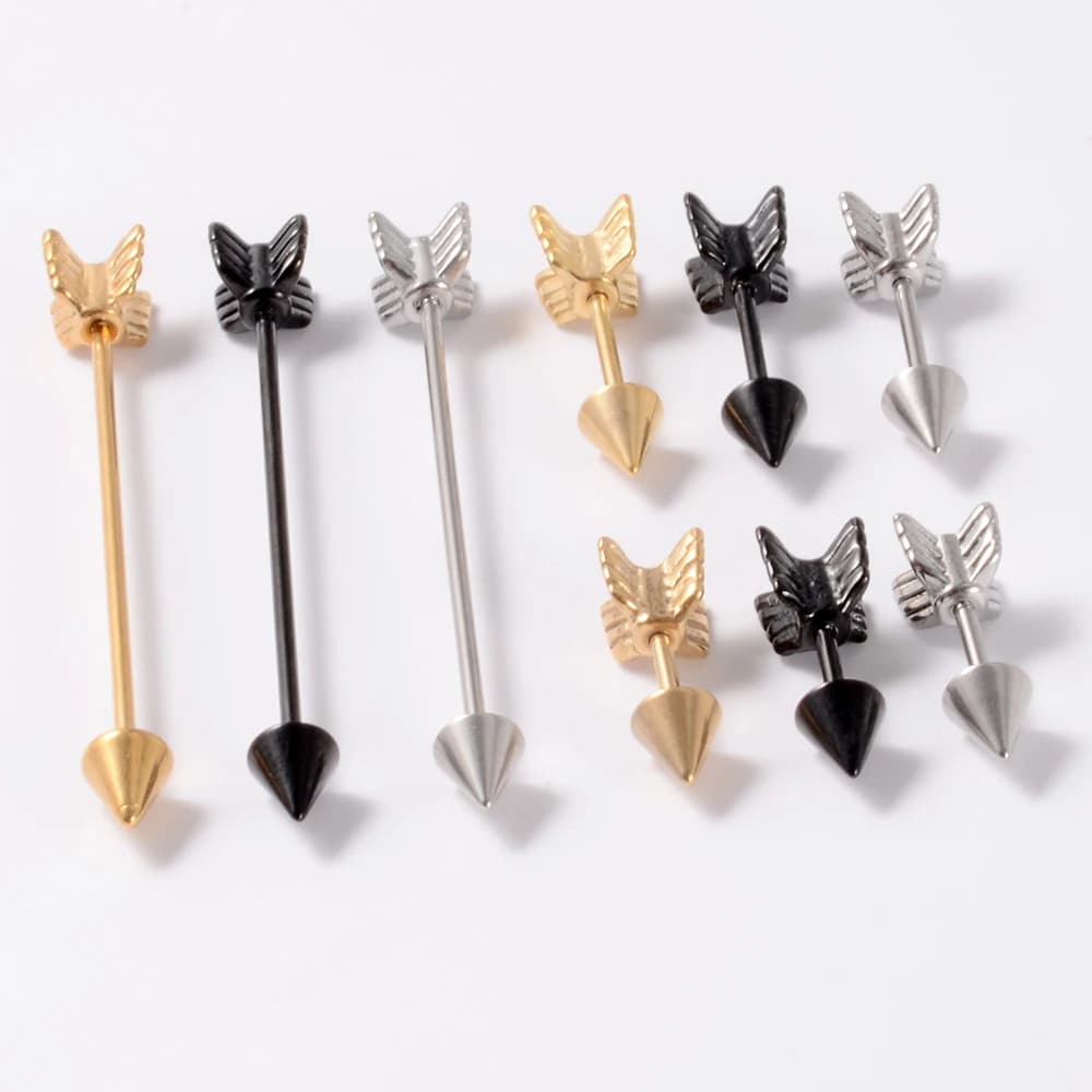 Punk Chirurgico Acciaio Freccia Design Spike Cartilagine Orecchini Multiuso Freccia Industriale Barbell Piercing Per Donne Uomo Gioielli del Corpo