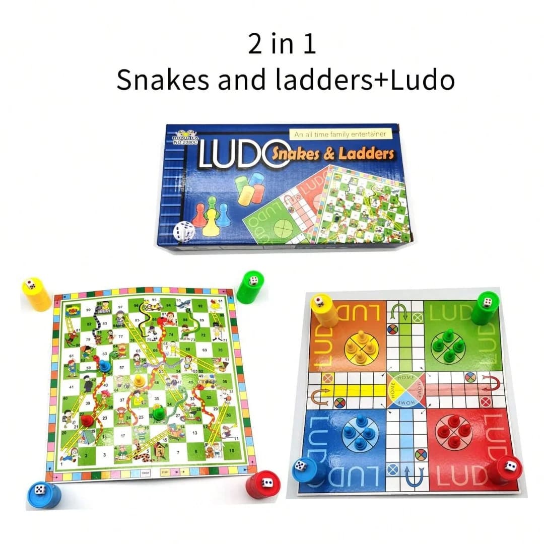 Gioco da Tavolo 2-in-1: Serpenti e Scale + Ludo, Gioco di Carte, Ideale per Feste, Regalo