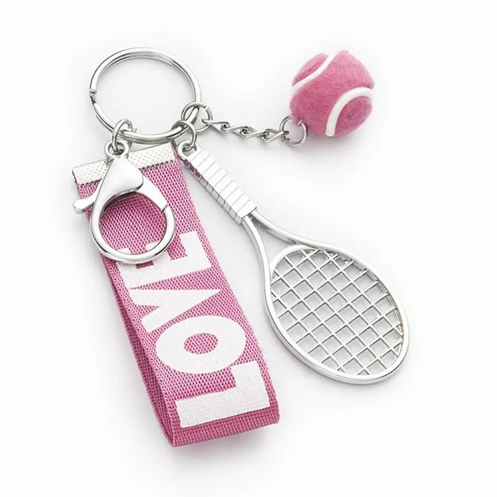 Portachiavi da tennis semplice con lettera, ciondolo creativo a forma di racchetta da tennis, portachiavi sportivo per coppia