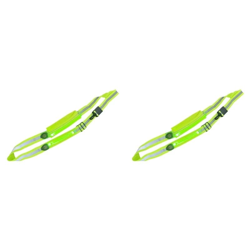 T24C 2X LED Reflective Belt Sash With Phone Holder, High Visibility Reflective Running Gear Rechargeable Light