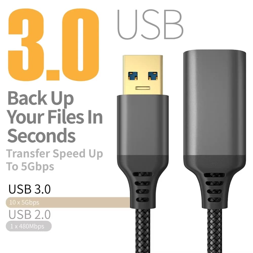 0.5m-5m Transmission Cord For Desktop/Laptop/Mouse/Printer/Camera/Gamepad USB3.0 Extension Cable Female To Male Extender Cord