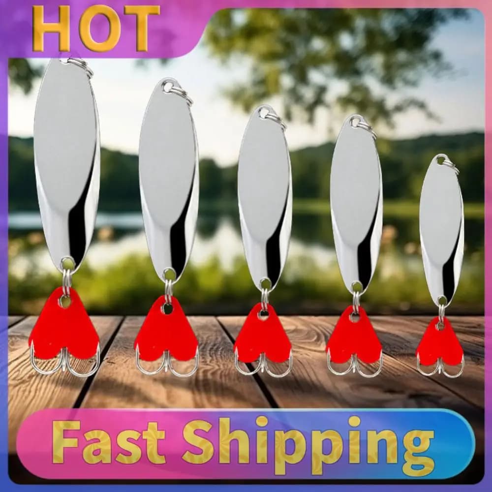 Set of 5 Artificial Metal baits with Fishing Tool Box, Artificial Fishing bait kit