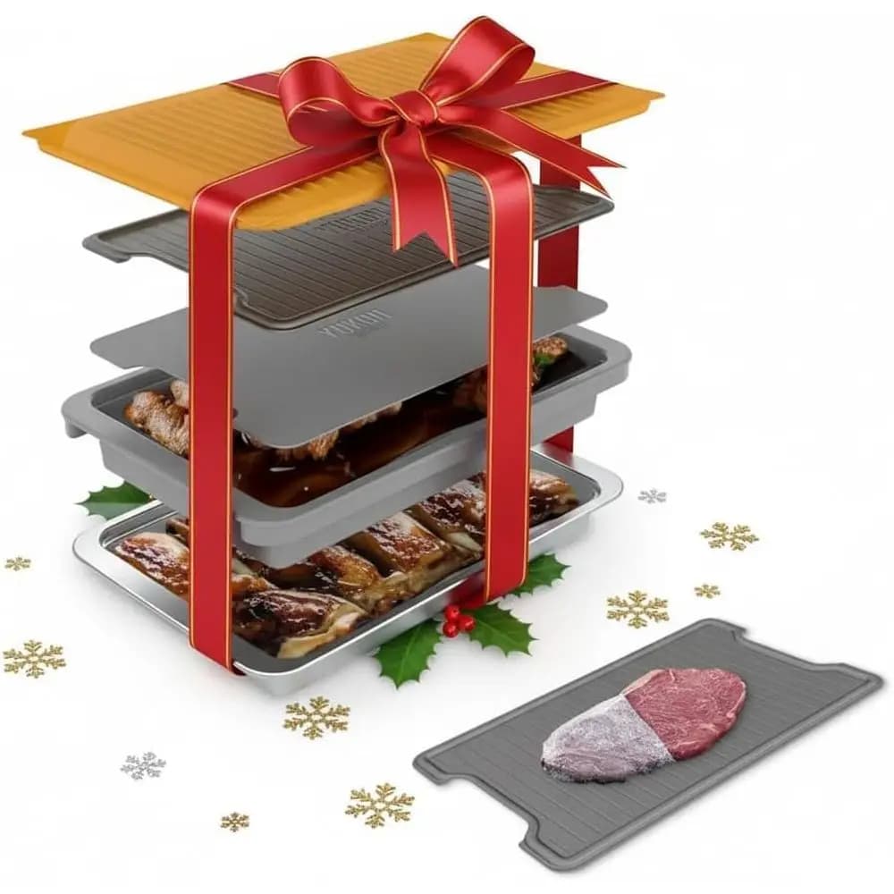 Premium Set for Food Preparation - Plastic Containers, Stainless Steel Tray, Furnace and Tagliere