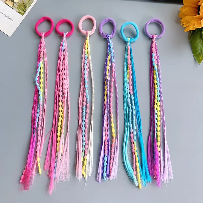 1 PCS Lovely Girls Braided Wig Ponytail Headband Rubber Hair Bands Kids Hair Accessories Hair Ornament