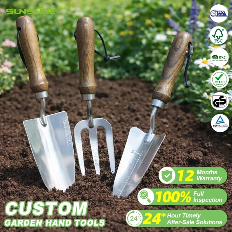 Custom Gardening Tools 3 Piece Mini Garden Hand Tool Multi-function Shovel Rake Set