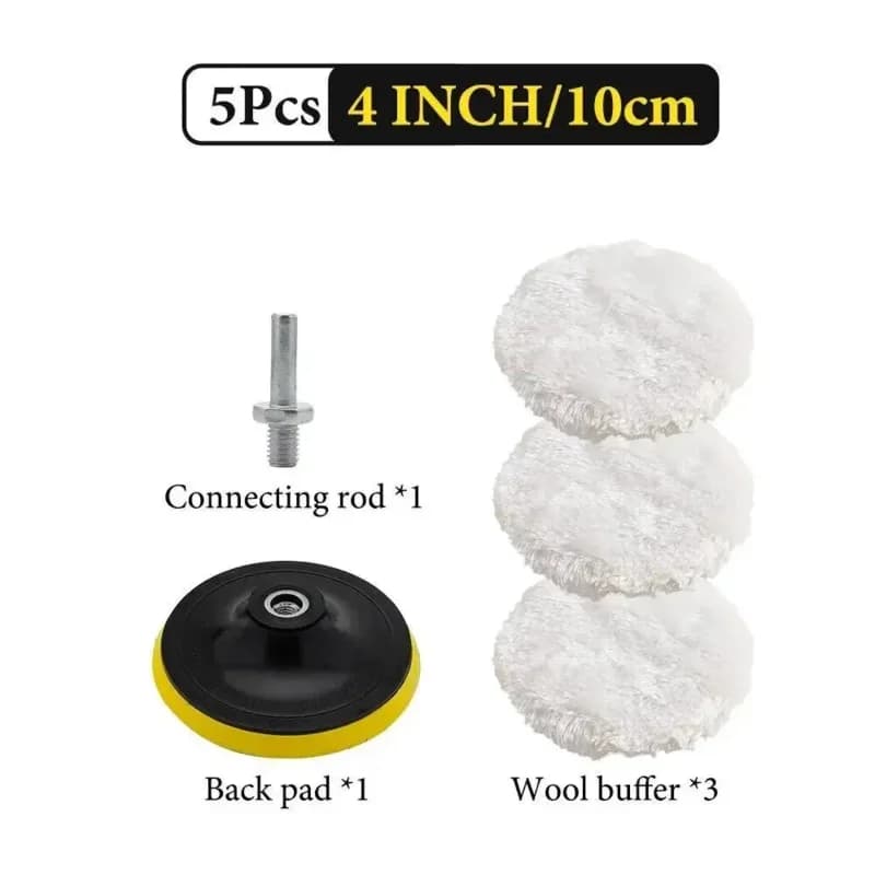 Set di 5 Pezzi per Lucidatura Auto da 3/4/5 Pollici, Spugne e Dischi in Lana per Lucidatura e Ceratura, Accessori per la Cura della Vernice Auto