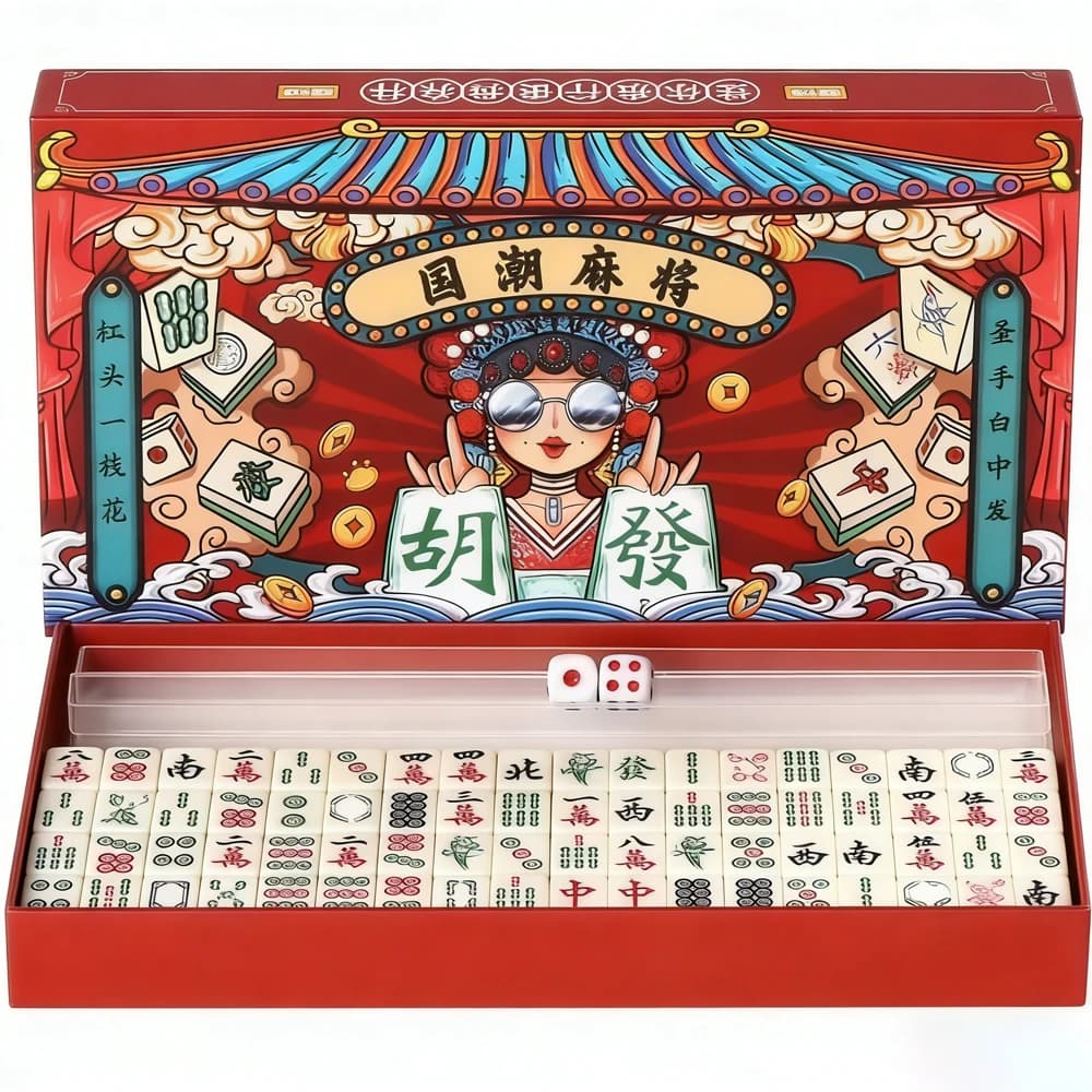 Mini Mahjong EatingBiting 20mm/0.78" - Set da Viaggio Portatile 144 Pezzi - Mahjong Cinese Classico Tradizionale