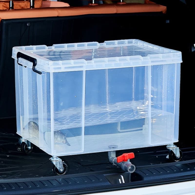 Turtle Terrariums with Wheel Outdoor Large Capacity Turtle Fish Tank with Lid Transparent Ecological Aquarium Home Storage Box