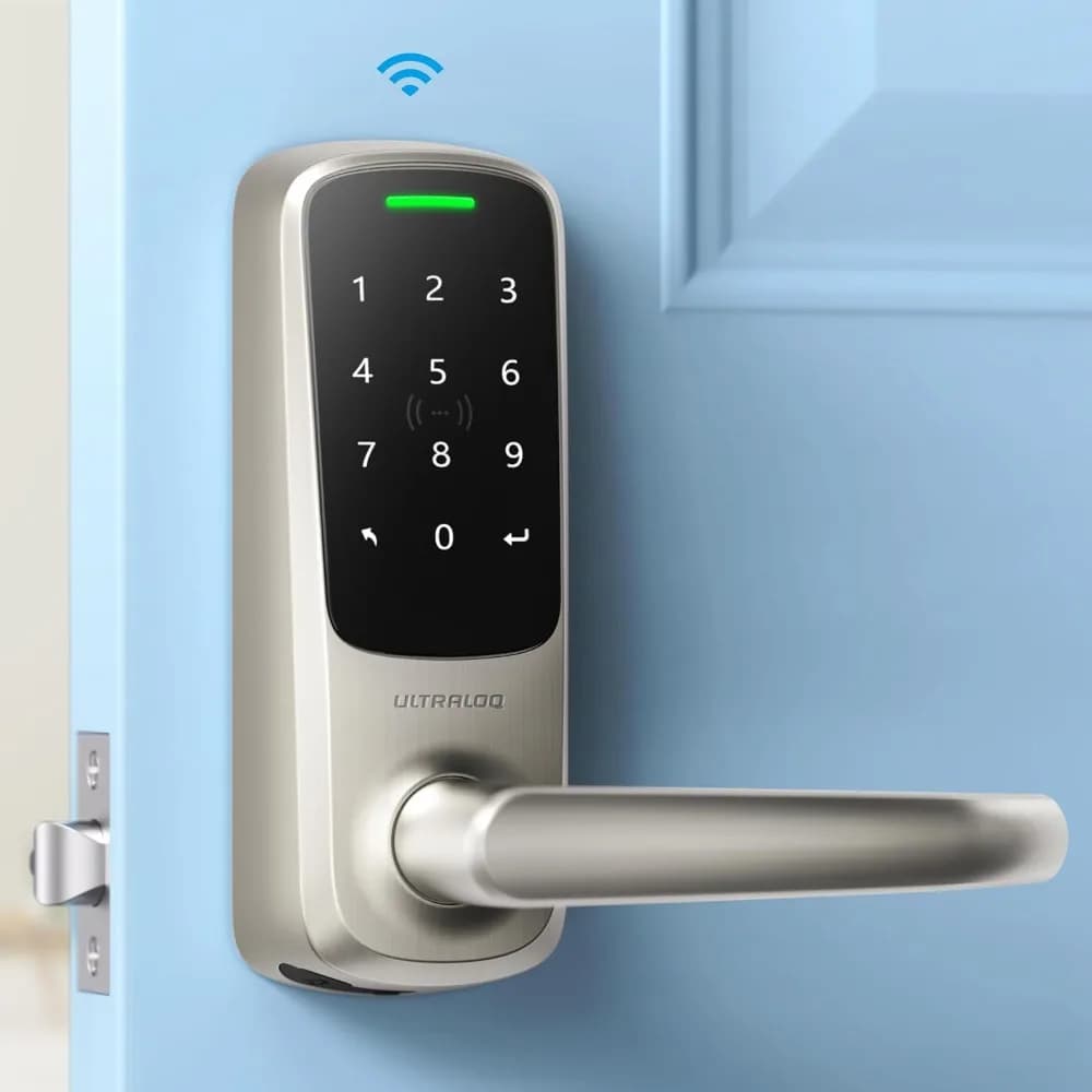 Latch 5 La prima serratura intelligente WiFi integrata al mondo con NFC, ingresso senza chiave 5 in 1 con controllo app, serratura intelligente con maniglia per porta con Tou