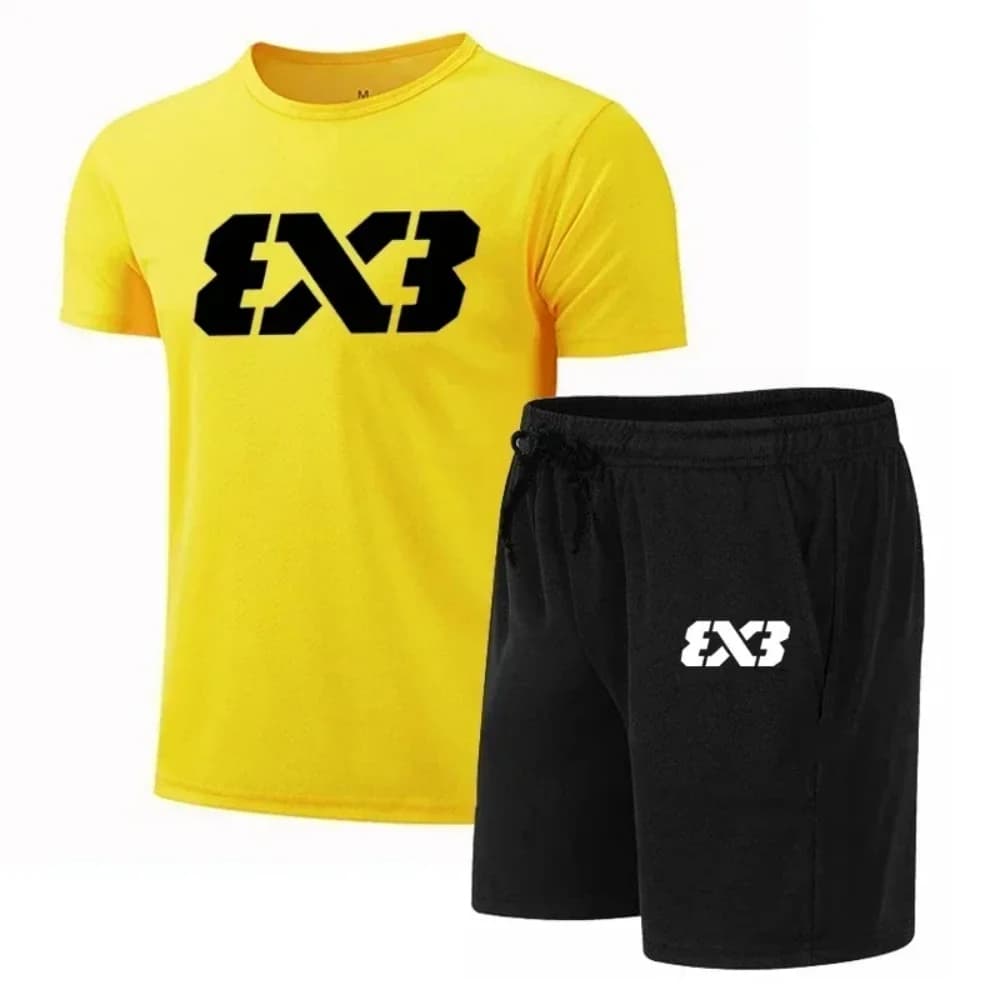 Men's sports suit in breathable mesh for running and football, set two casual pieces for fitness, light, fast drying, elegant