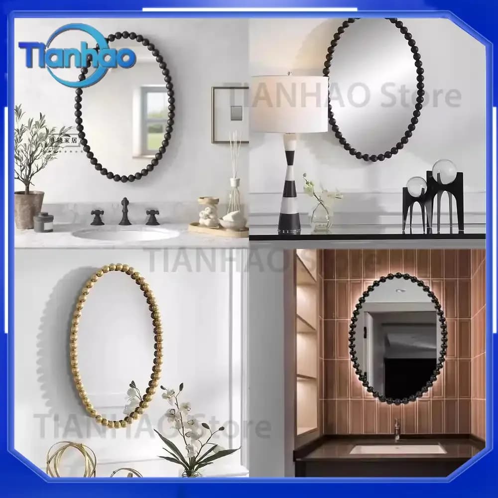 European Style Dressing Table Mirror 90x60 cm Wall Mounted Makeup Mirror for Bathroom