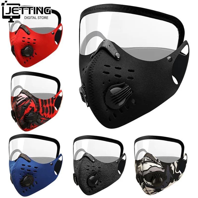 Cycling Face Mask with Filter Goggles Dust Mask Sport Washable Reusable Facemask for Women Men Bandana Actived Carbon Filters