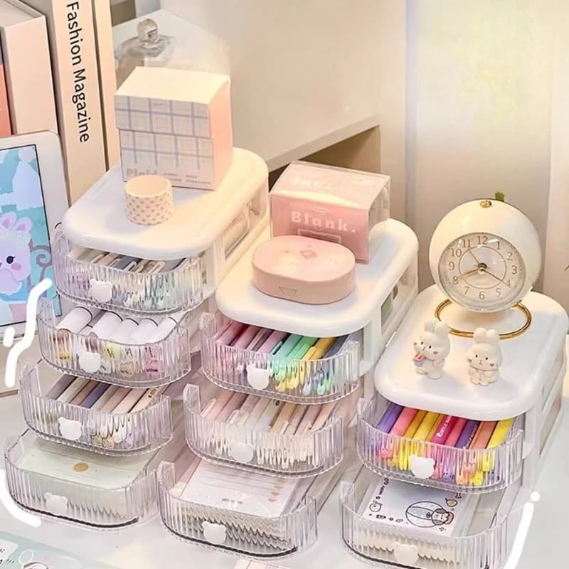 Scatola portaoggetti per cassetti multistrato da tavolo, organizer per cancelleria da tavolo, portapenne, portaoggetti per accessori per capelli per bambini carini