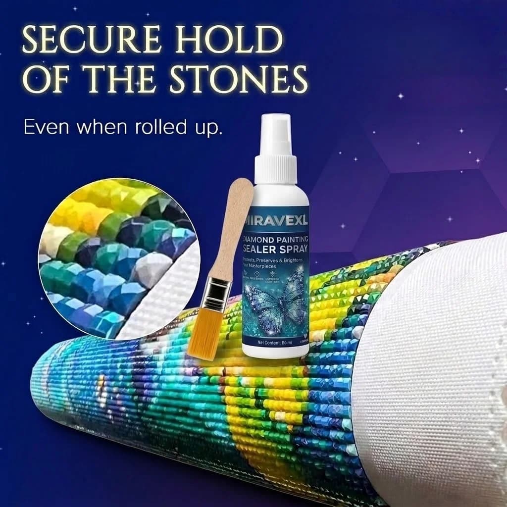 Professional Diamond Painting Sealer Spray & Brush Bundle: Preserves, Non-Toxic, Quick Dry for a Brilliant Glittering Effect