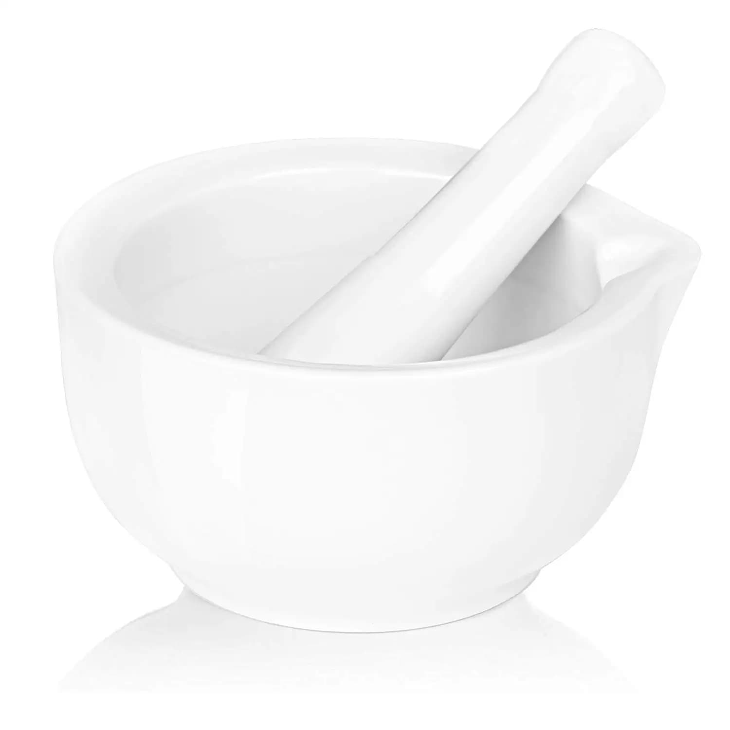 Set di Mortaio e Pestello in Porcellana 4.6 Pollici, Macinino in Ceramica per Spezie, Erbe e Pillole