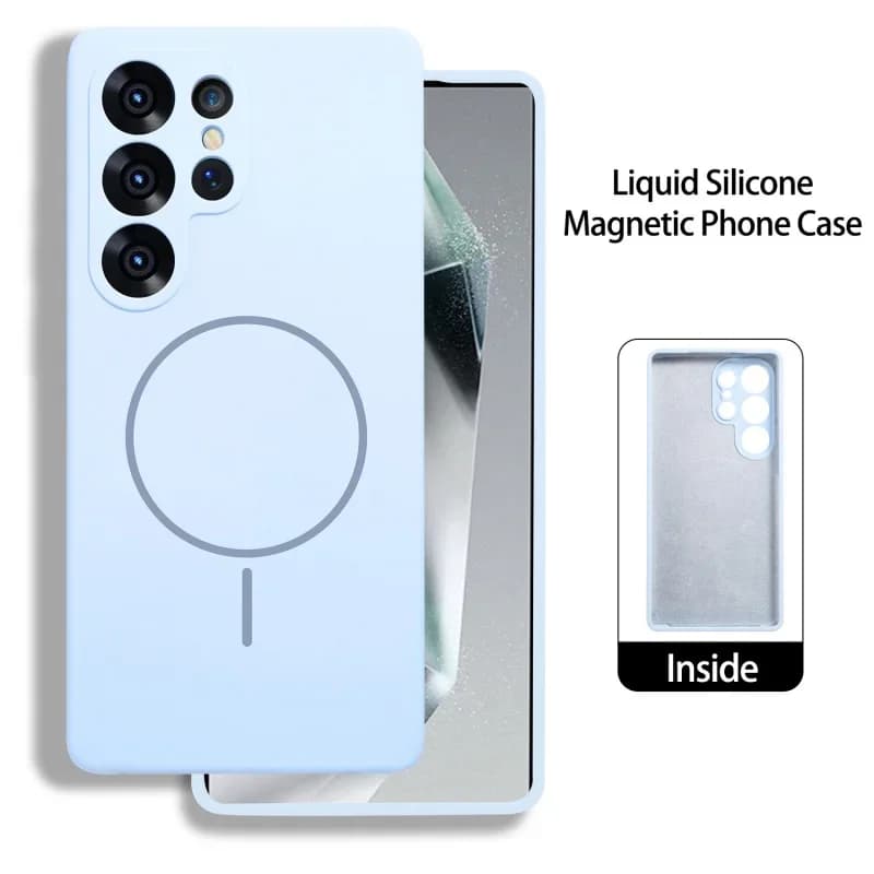 Custodia in silicone liquido originale per Samsung Galaxy S25 Ultra S24 S23 Plus magnetica per copertura paraurti morbida con carica wireless Magsafe