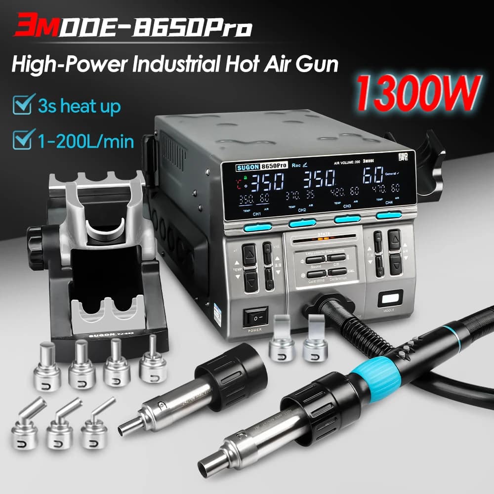 Stazione di Rilavorazione ad Aria Calda SUGON 8650Pro 1300W, Pistola ad Aria Calda di Grado Industriale, Stazione di Saldatura Elettronica, Strumenti per BGA SMD PCB