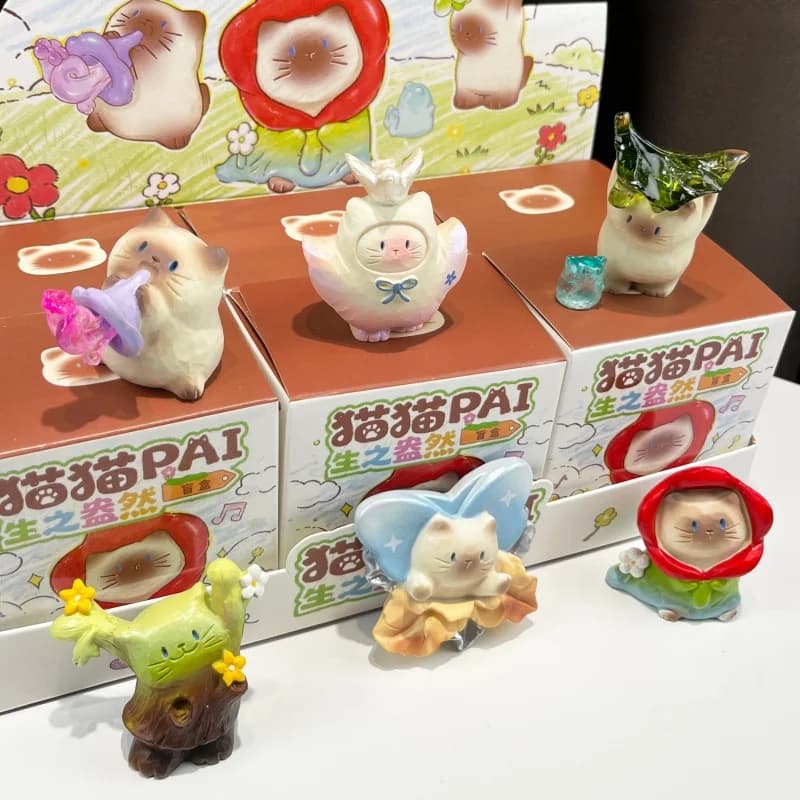 In Stock Genuine Cat Pai Cute Cat Blind Box Creative Unique Cat Figurine Desktop Ornament Home Decoration Toy Girl Birthday Gift