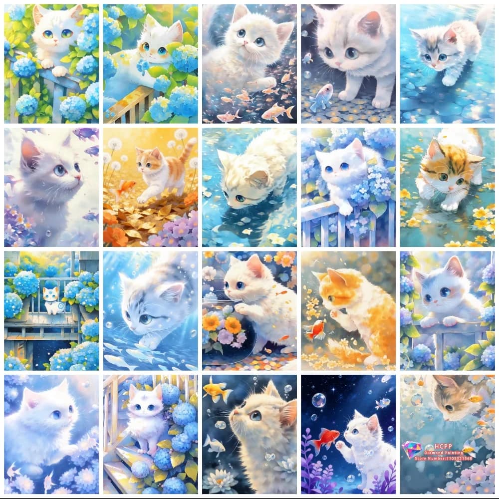Cute Cat Animal Diamond Painting Kit 5D DIY Diamond Embroidery Cross Stitch Handmade Gift Craft Home Decor Gift