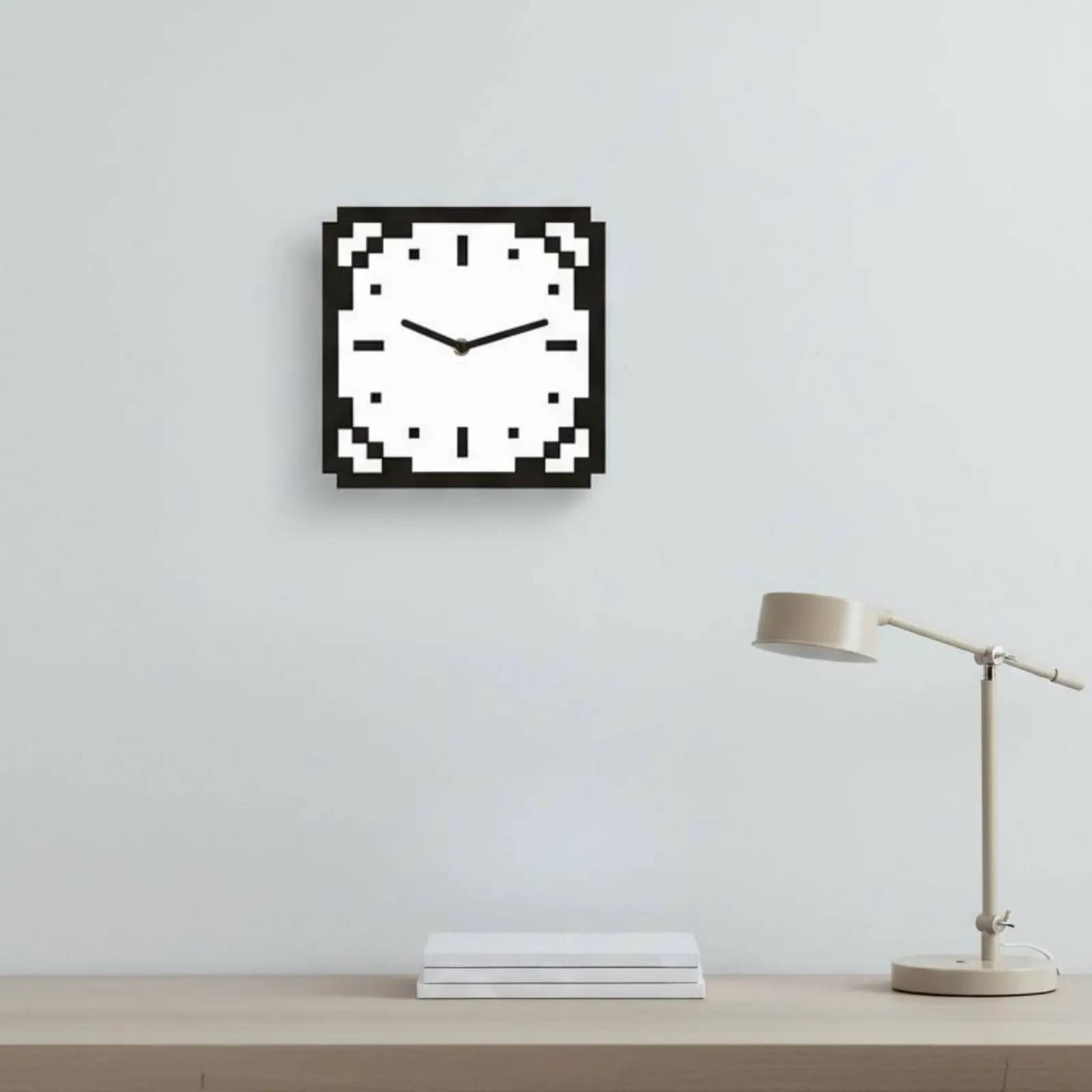 Orologio da Parete Design Nordico Silenzioso Quadrato con Movimento Continuo per Camera da Letto, Ufficio