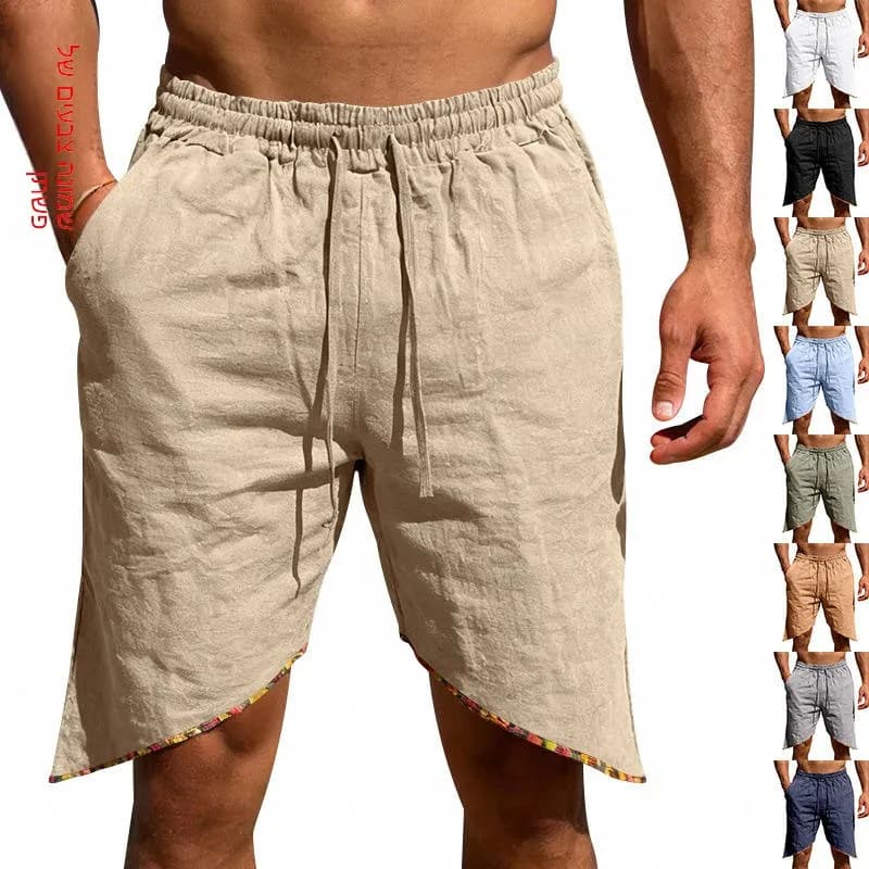 Summer Men's Linen Loose Beach Casual Color Personality Sport Shorts Travel Wear Short Length No Elasticity Available