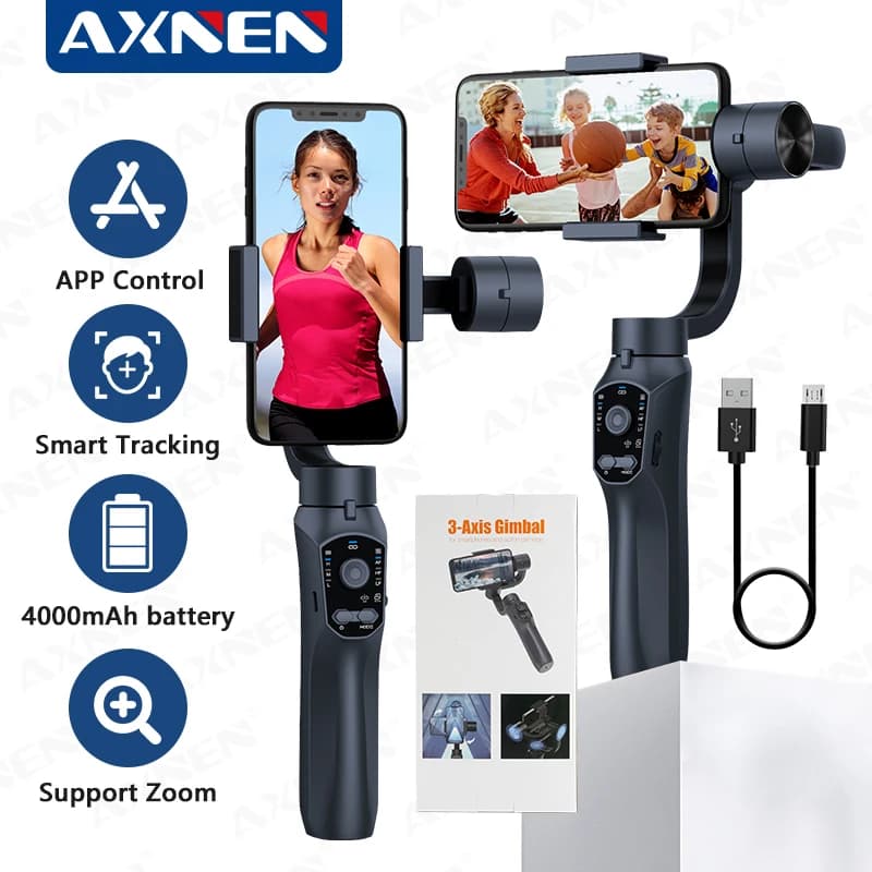 AXNEN 3-Axis Handheld Gimbal Smartphone Stabilizer Cellphone Selfie Stick for Android iPhone Phone Vlog Anti Shake Video Record