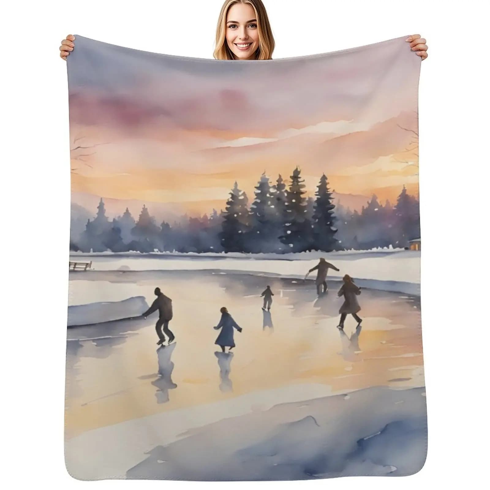 Coperta in peluche calda e soffice per il soggiorno, ideale per il pattinaggio sul ghiaccio