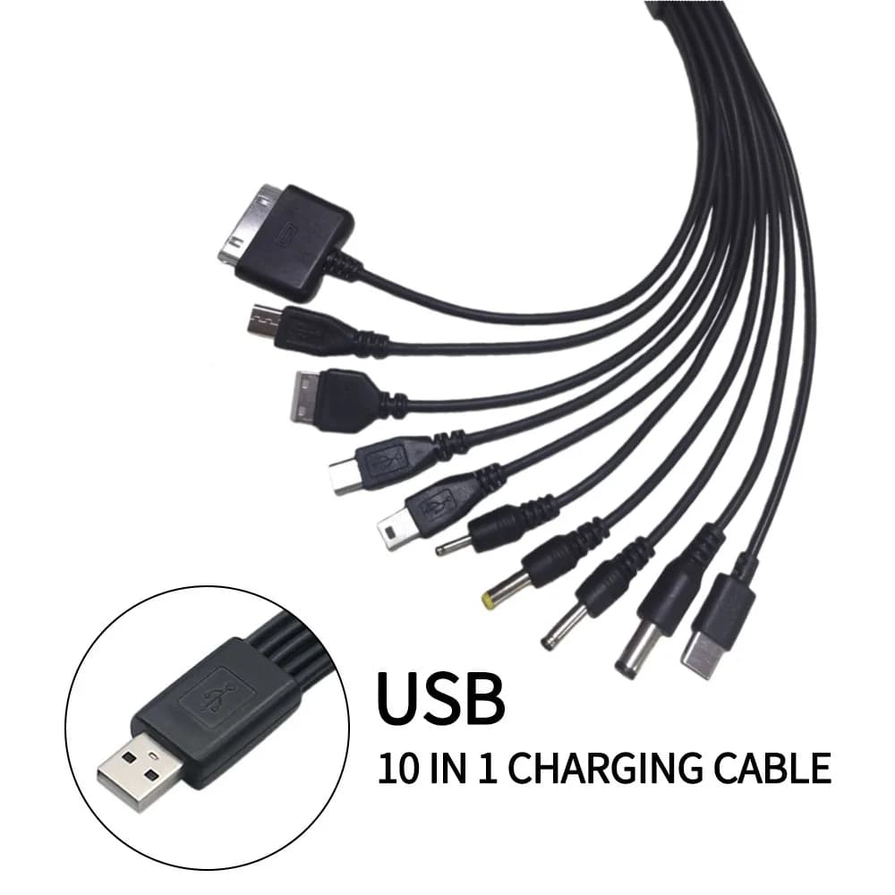 Cavo Dati USB Universale 10 in 1, Cavo di Ricarica Multiporta con Adattatore Micro USB per Telefoni Cellulari Samsung Xiaomi Huawei e Altoparlanti