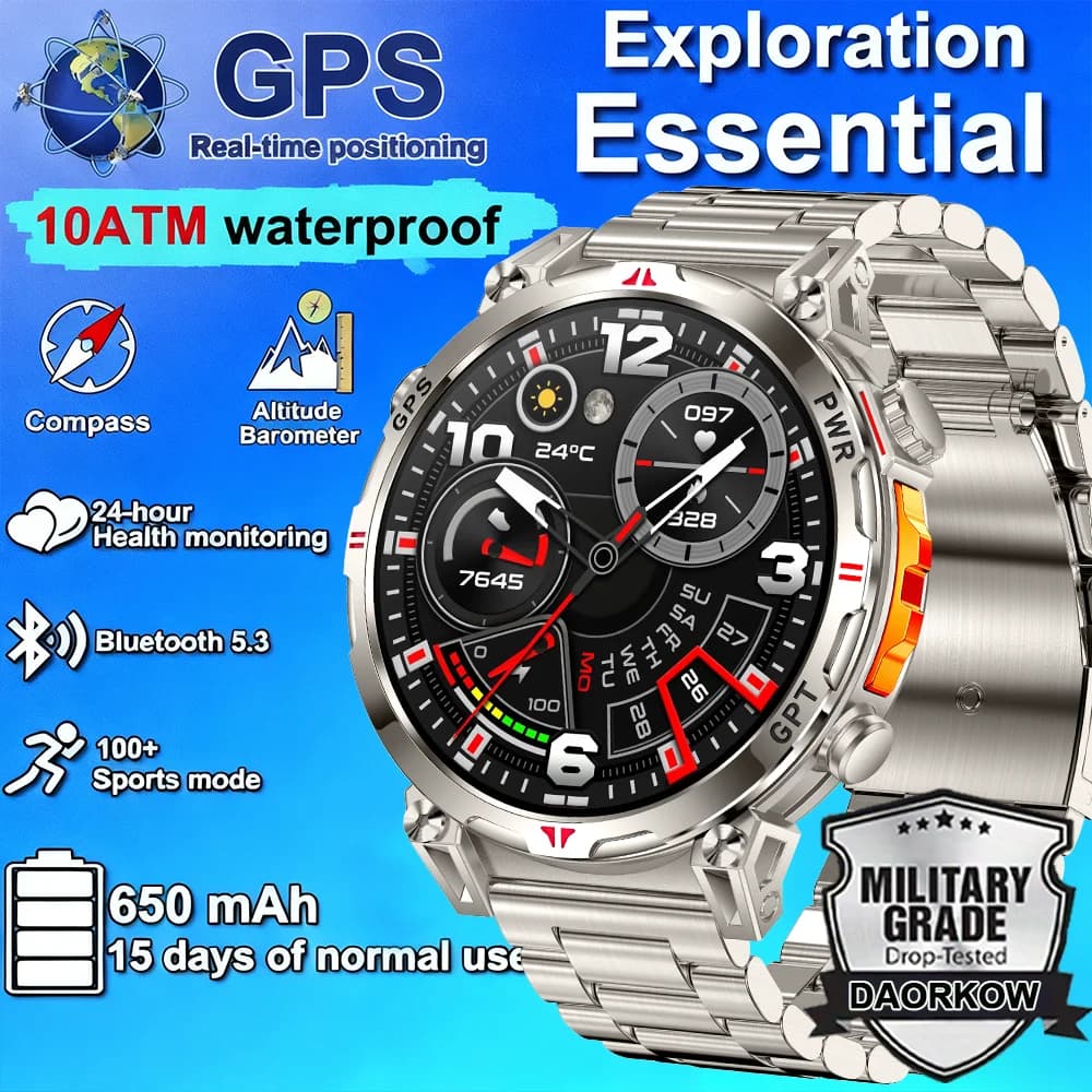 2025 Nuovo GPS Astuto Della Vigilanza AMOLED 530Mah 3ATM Impermeabile Fitness tracking BT Chiamata Sport Professionale Smartwatch Per Le Donne Degli Uomini GPS