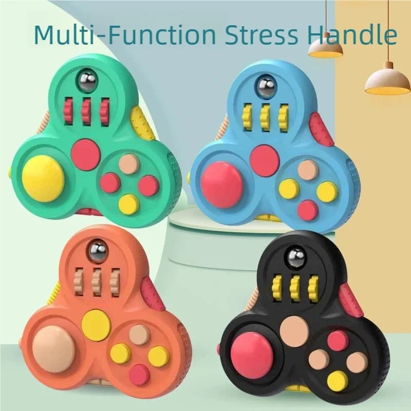 Maniglia antistress di seconda generazione molto venduta, fidget spinner triangolare portatile, maniglia multifunzionale per fidget spinner, giocattolo portatile antistress con 12 funzioni sensoriali, adatto per ansia, ADHD, autismo, bambini e adulti, regalo antistress, adatto per compleanni, feste, Natale, Halloween, Pasqua, Giornata Nazionale, Giornata dei Bambini, adatto come regalo giocattolo per ragazzi e ragazze