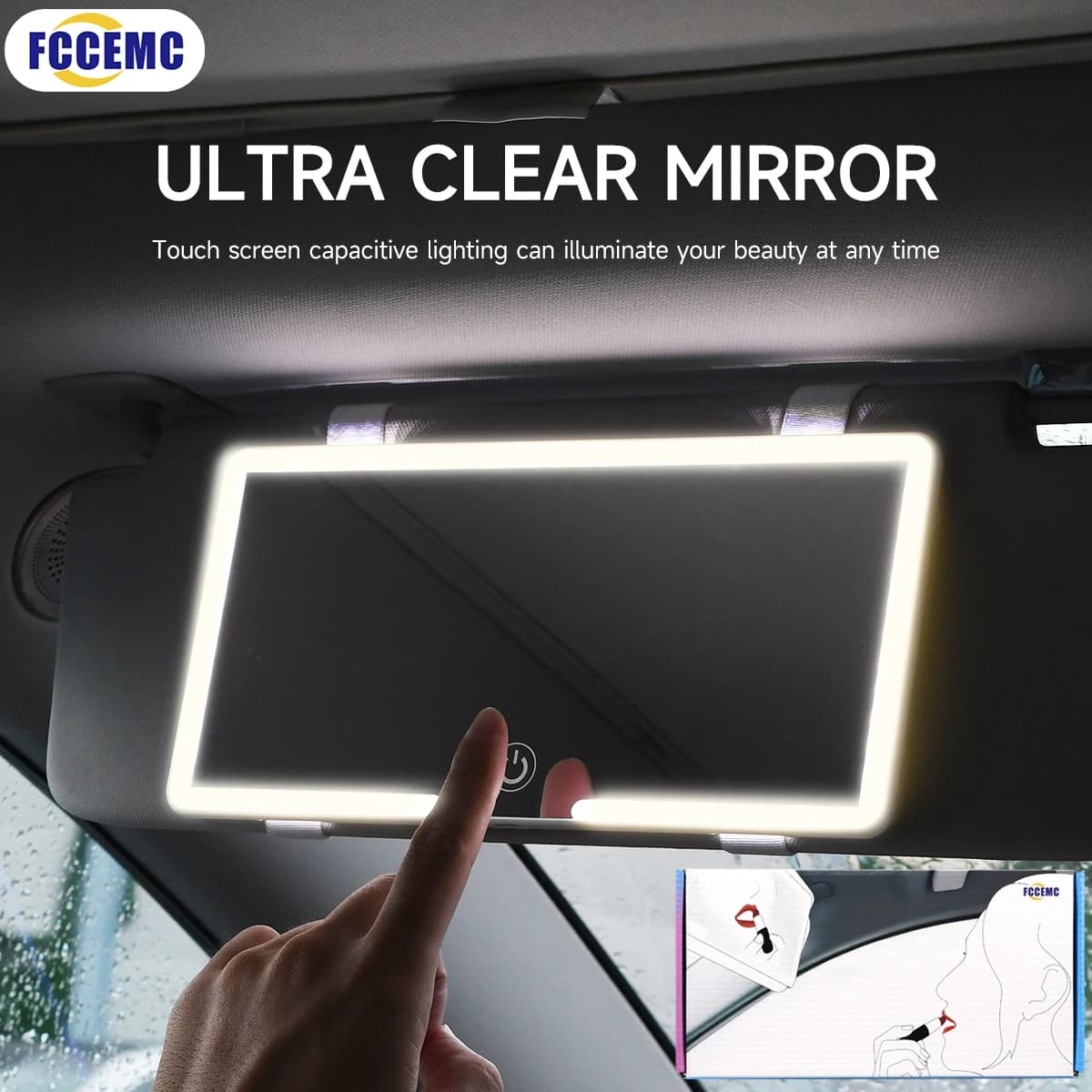 Interior mirrors for cars Sunshade plate LED makeup mirror HD for Girls Women Rechargeable Filling Light Universal Thin Cosmetic Mirror