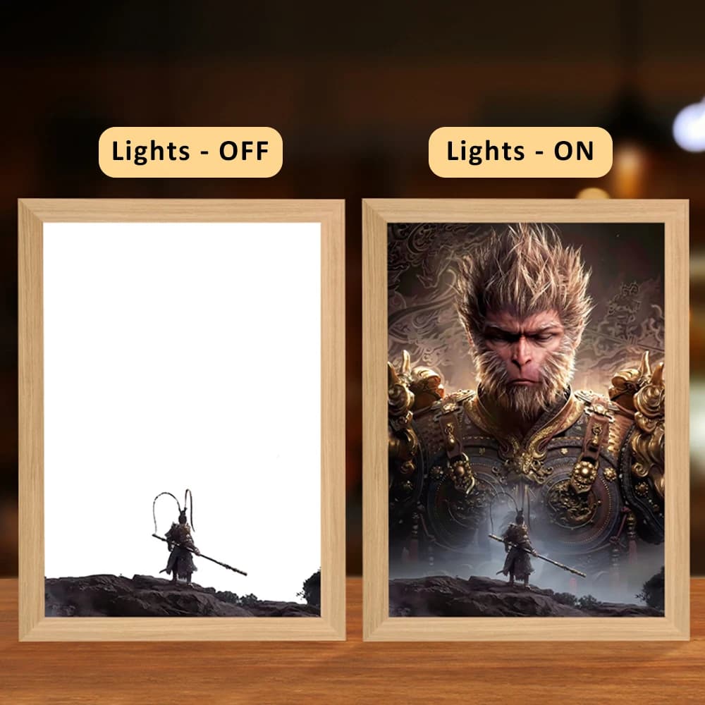 Black Myth Wu Kong gioco cinese USB Photo Frame Lights 3 colori dimmerabili per decorazioni per lampade da scrivania notturne