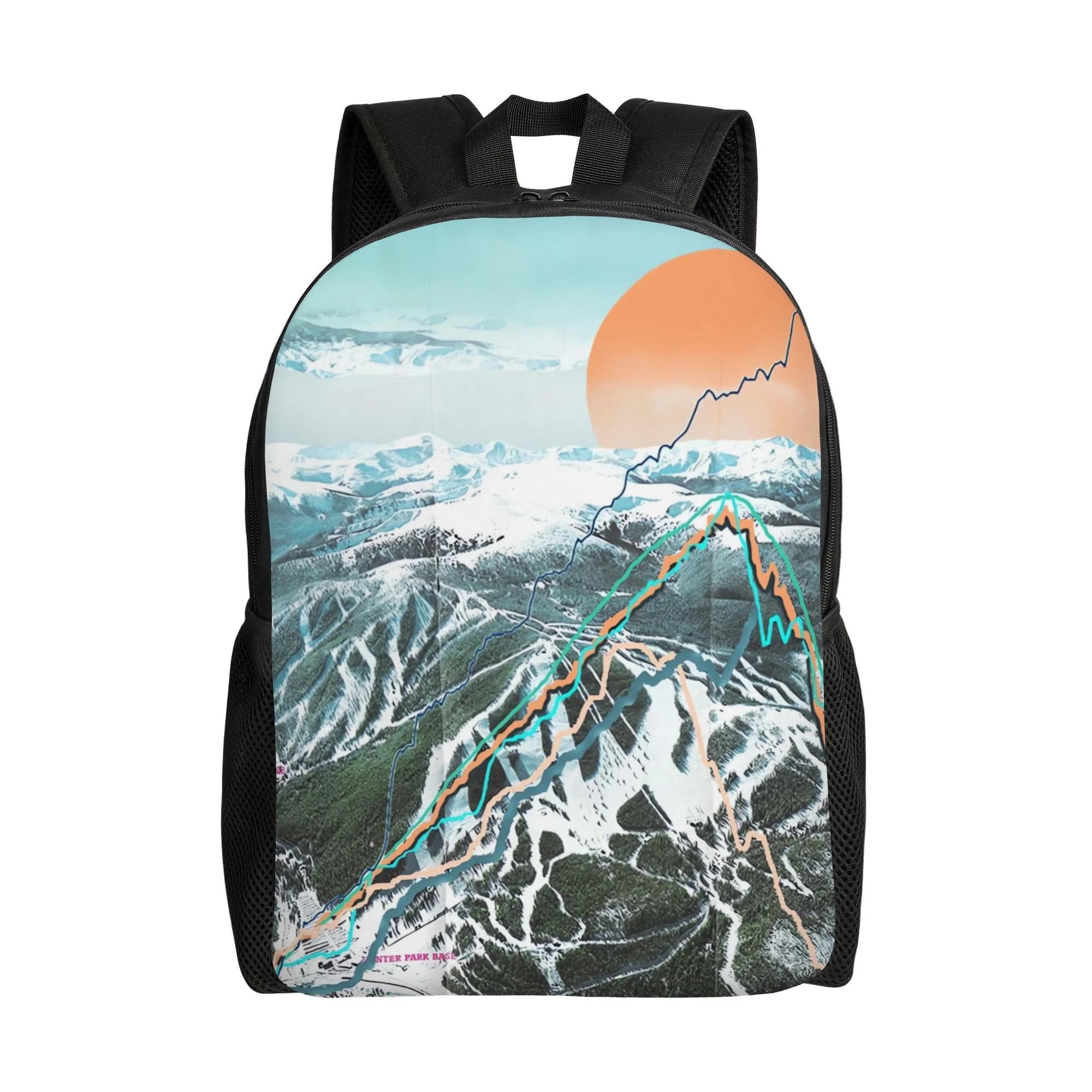 Ski Map casual backpack with main compartment, bag "pick it up and go" for school, walks or daily rides