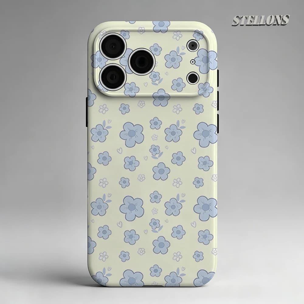 Custodia per telefono a fiori piccoli blu pastello per custodia magnetica per iPhone 17 16 15 14 Pro Max Plus, custodia robusta a strato singolo/doppio