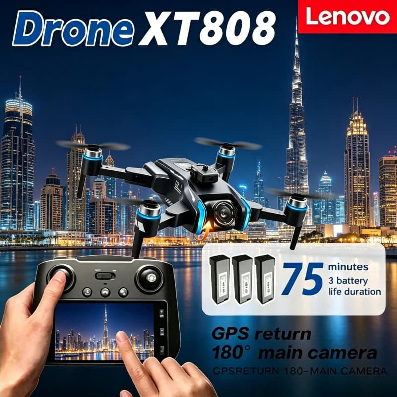 Foldable RC Quadcopter Helicopter New Lenovo XT808max GPS Brushless Motor Professional HD Dual Camera 5G WIFI FPV