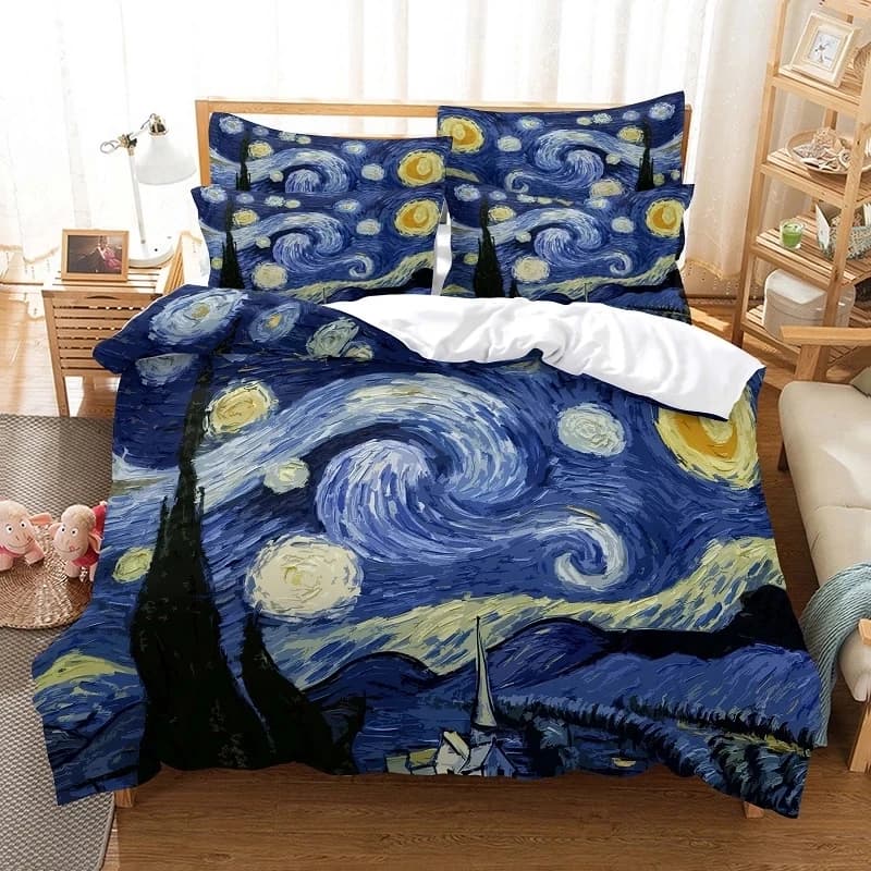 Pittura a olio Van Gogh Star Sky Set biancheria da letto Ragazzi Ragazze Twin Queen Size Copripiumino Federa Letto Bambini Adulti Tessili per la casa