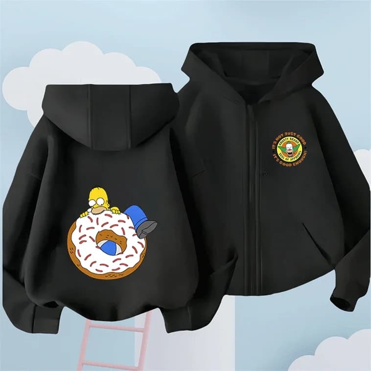 Felpa con cappuccio e zip Bart Simpson Outdoor Light Fleece, colore tinta unita, per bambini 2-14 anni, moda autunno inverno, offerta speciale