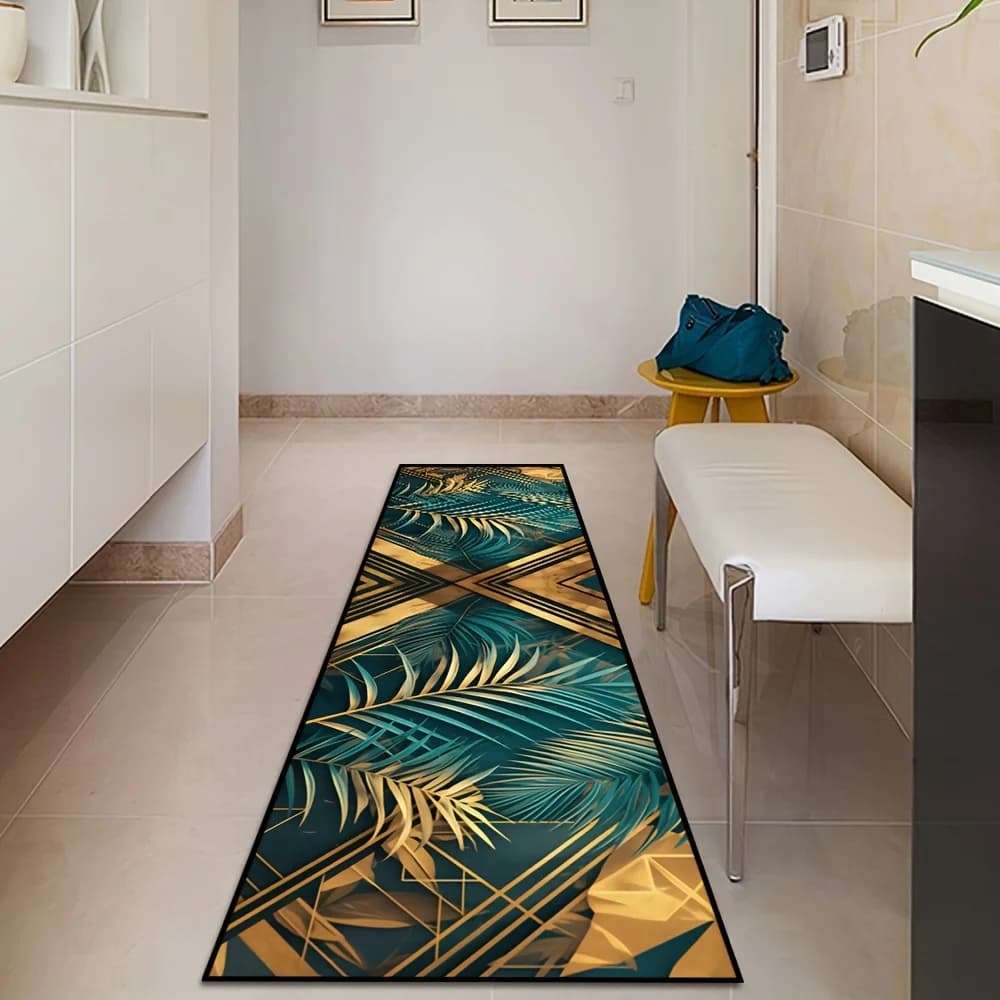 Tappeto Runner Premium Verde VIKAMA, Tappeti Grandi Facili da Pulire, Tappeto da Cucina, Zerbino, Tappetino di Benvenuto per Soggiorno e Casa