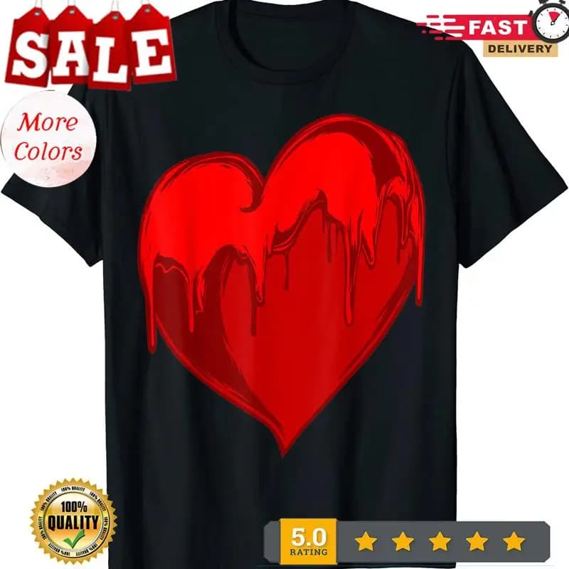 Unisex pyjamas t-shirt with dripping heart for Valentine's Day Cool Love V-Day.