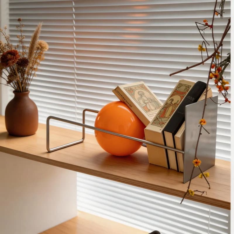 Supporto per Libri a Sfera Ravitry, Porta Riviste da Scrivania Stile Bauhaus Mid-Century, Organizzatore Creativo per Ufficio, Elegante Porta Giornali
