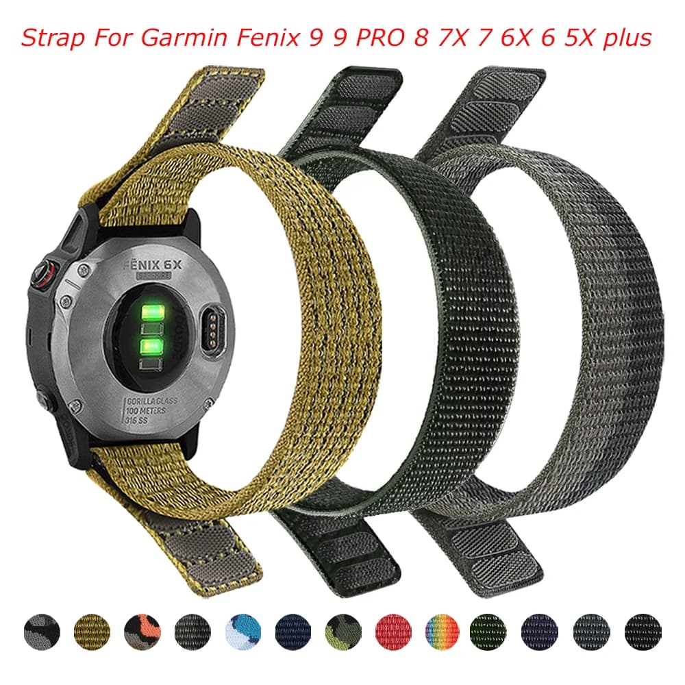 26mm 22mm Nylon Loop Watch Band For Garmin Fenix 9 8 Pro Solar 7 7X 6 6X5X/Forerunner 970 965/Enduro 3/Inatinet 3 QuickFit Strap
