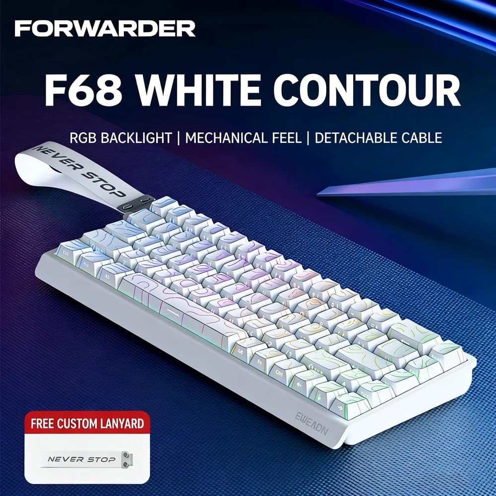 Tastiera Wireless Pioneer F61/F68 con Sensazione Meccanica, Bluetooth, per Ufficio, Compatta, Portatile, per E-sport