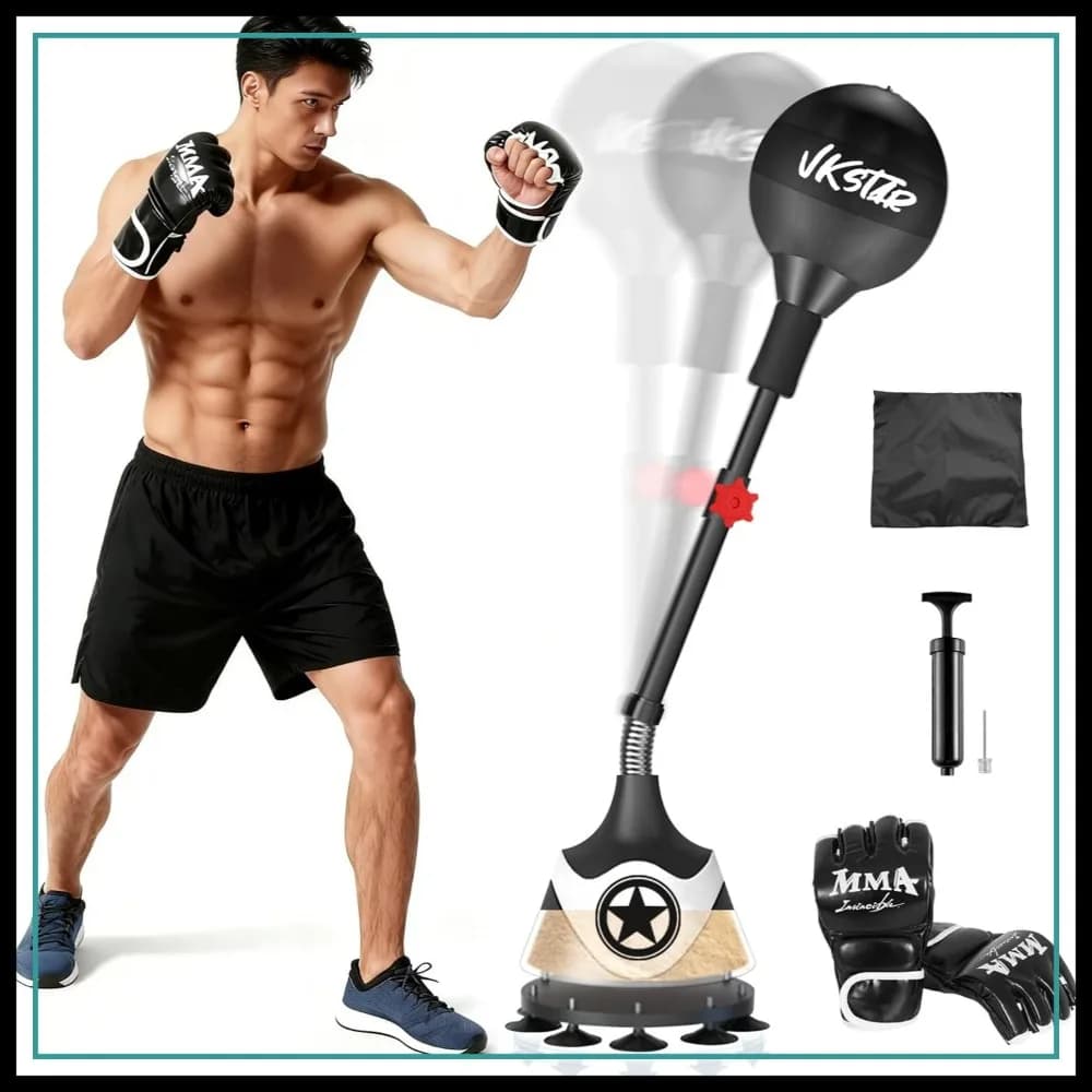 Sacco da Boxe con Supporto per Allenamento di Adolescenti e Adulti, Attrezzatura da Boxe, Set Fitness Antistress con Guanti