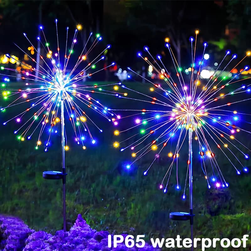 Lampada solare per fuochi d'artificio da 200 LED Decorazione per prato a LED con filo di rame per esterni con tarassaco