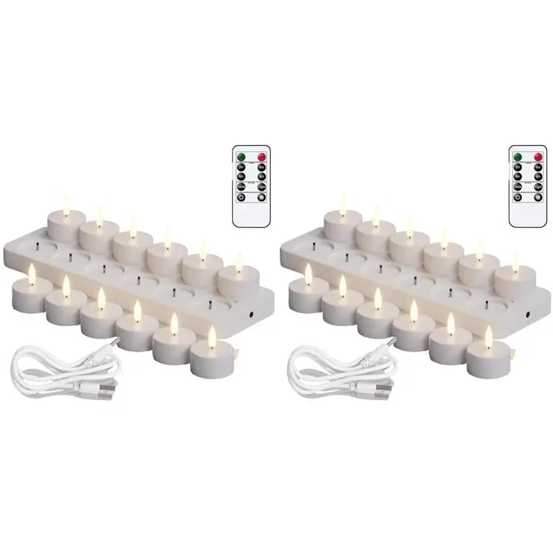 【PREZZO IMPERDIBILE!】24 Candele LED Ricaricabili Senza Fiamma con Timer e Telecomando, per Centrotavola e Decorazioni Matrimoniali