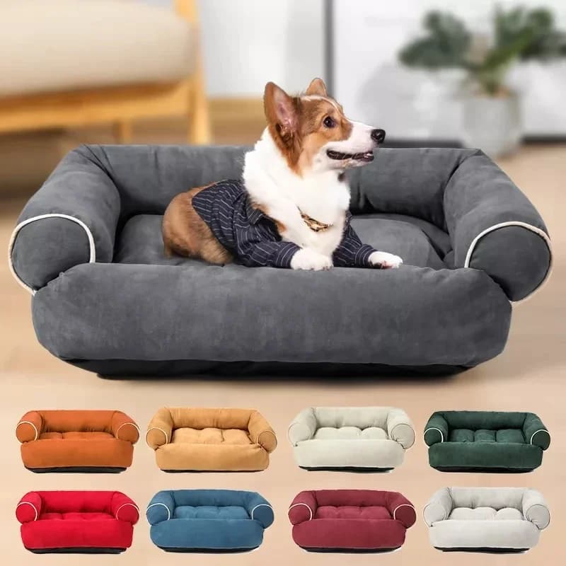 Letto per cani super morbido Divano per cani Letto per dormire profondo Letto per animali in stile divano rettangolare con fondo in plastica antiscivolo Tappetino per cani caldo addensato