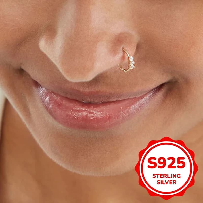 S925 sterling silver piercing jewelry nose ring simple classic fashion light luxury retro trend hip-hop daily life