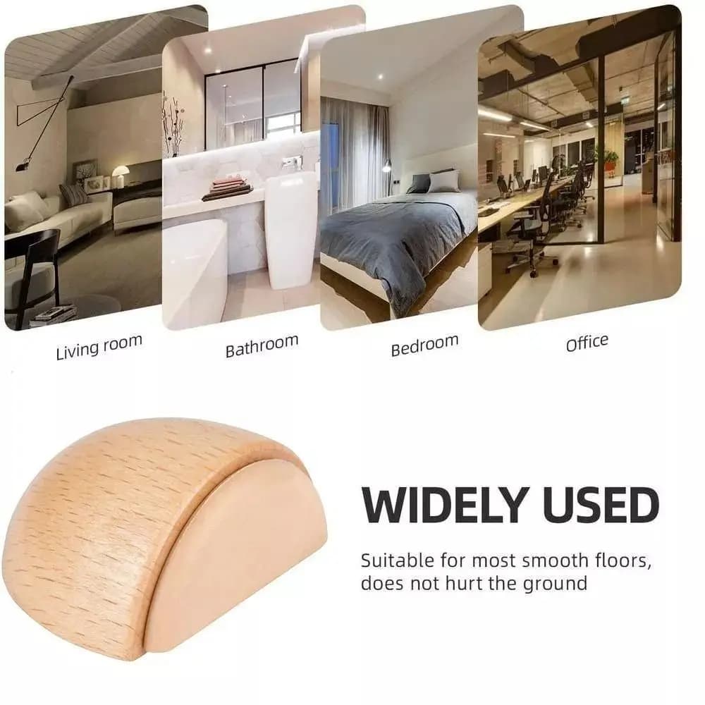 New Solid Wooden Door Stopper Punch-free Nail-free Door Blocking Device Wall Protectors Home Doorstop