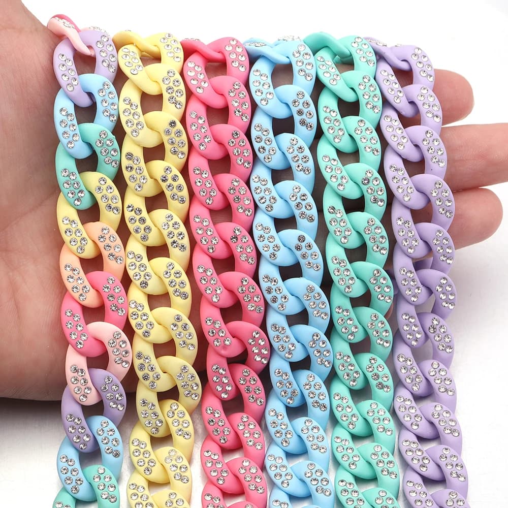 20Pcs 19x14mm Colorful Acrylic Link Chain Clasp Open Buckle Beads Connector for DIY Clothing Bag Chains Jewelry Making Findings